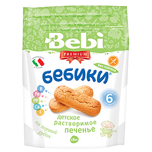 Печенье Bebi Premium "Бебики" без глютена с 6 мес. 180 гр.