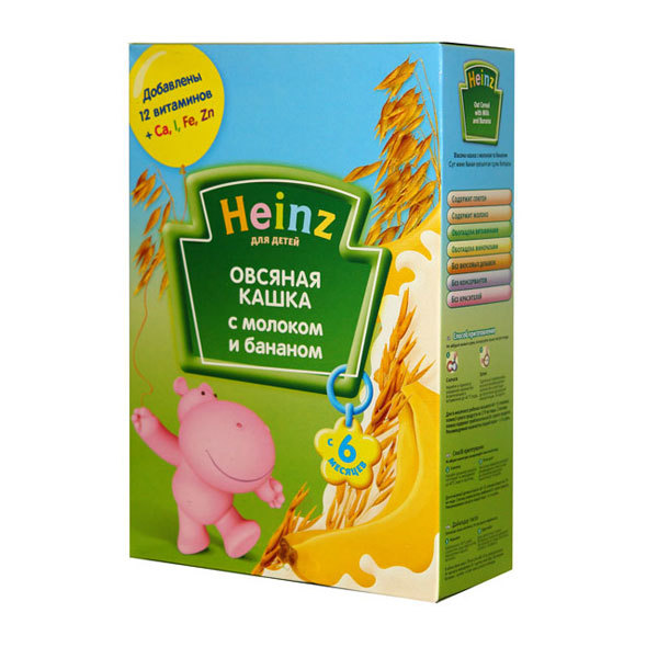 Heinz Хайнц Каша овсяная с бананом и молоком с 6 мес. 250 гр.