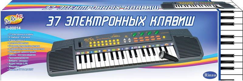 Синтезатор (пианино электронное), 37 клавиш, 62см, работает от 6 батареек тип АА арт. D-00014пц