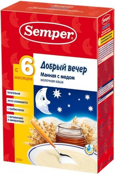 Semper Семпер Каша манная с медом Добрый вечер 250 г с 6 месяцев