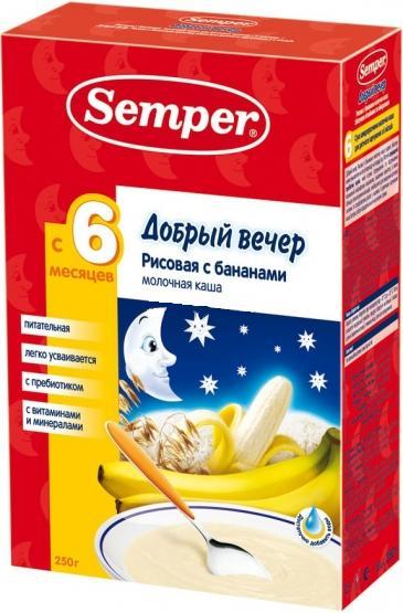 Semper Семпер Каша рисовая с бананами Добрый вечер с 6 мес. 250 г мол.