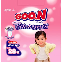 Трусики Goon (Гун) Extra Large для девочек 13-25 кг. 28 шт Япония